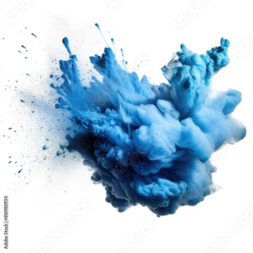 Powder explosion isolated on white background. Colored dust erupts