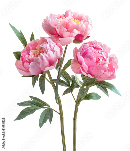 Fototapeta Naklejka Na Ścianę i Meble -  Pink peonies over isolated transparent background