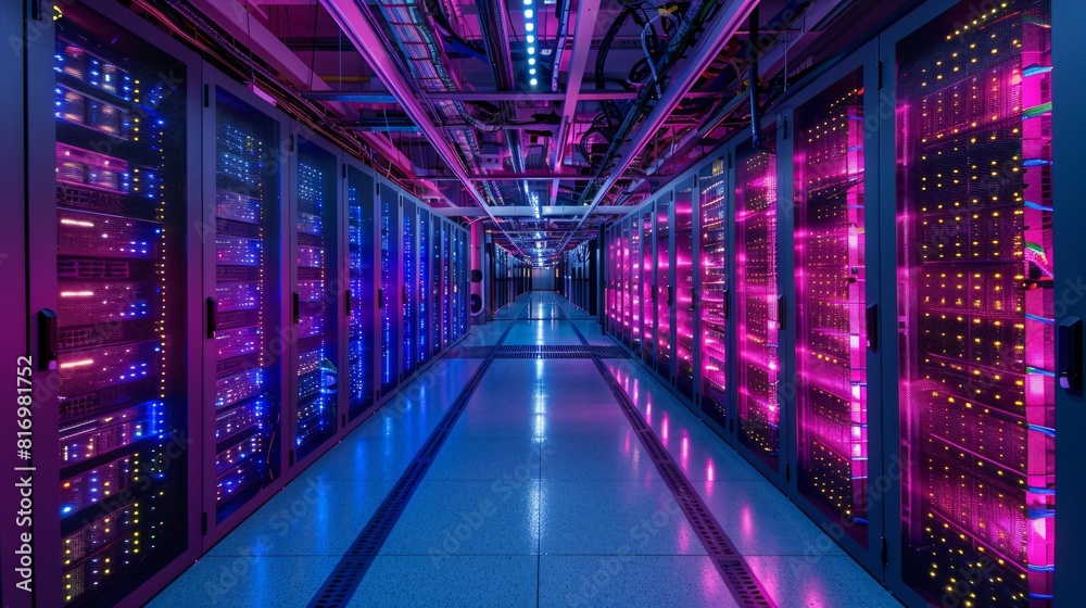 Server room. Rows of server racks with bright lights in modern data center Server room. Rows of server racks with bright lights in modern data center