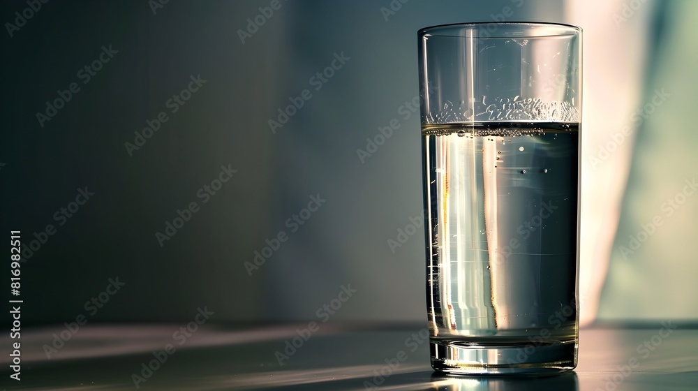 Tranquil Glass of Refreshing Water on Minimalist Table Tranquil Glass of Refreshing Water on Minimalist Table