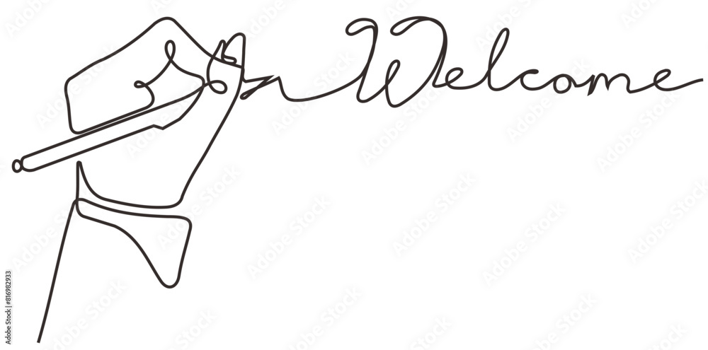 line art Lettering welcome wrote by hand. Welcome calligraphy line art Lettering welcome wrote by hand. Welcome calligraphy