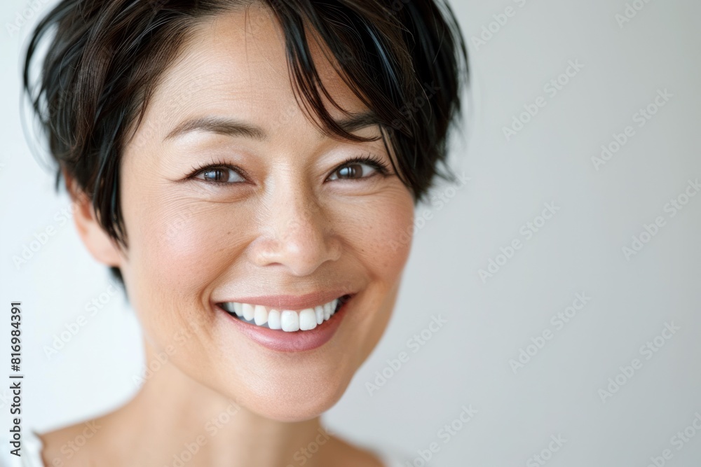 close-up portrait of beautiful confident mature asian japanese woman, copy space close-up portrait of beautiful confident mature asian japanese woman, copy space