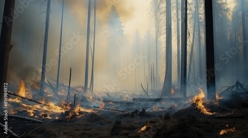 Witness the resilience of nature as it begins to heal and regenerate after a devastating forest fire, showcasing the cycle of life and renewal.