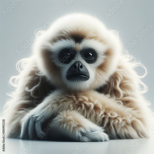 close up of  a gibbon on white © Deanmon