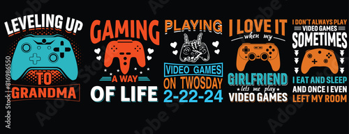 Gaming T shirt design Bundle, for Print on Demand