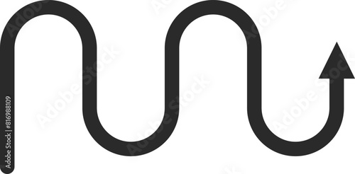 Curved Arrow icon. Editable vector illustration stroke. Transparent background.	