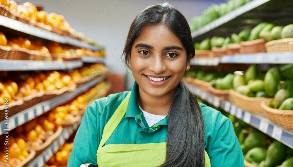 Friendly Faces: Smiling Young Supermarket Worker Friendly Faces: Smiling Young Supermarket Worker