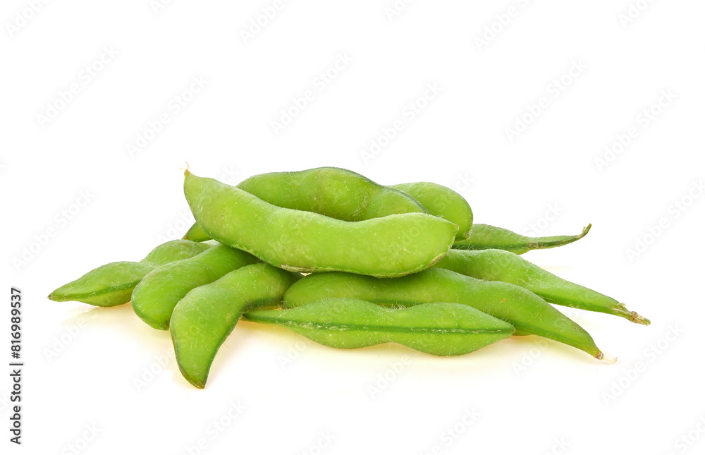 Heap of green soybeans on white background Heap of green soybeans on white background