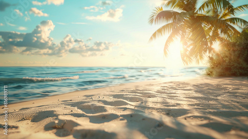  Collection of Summer Photos of a sun-kissed sandy beach, Capture the idyllic beauty and relaxation of a tropical summer paradise