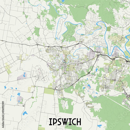 Ipswich, Australia map poster art