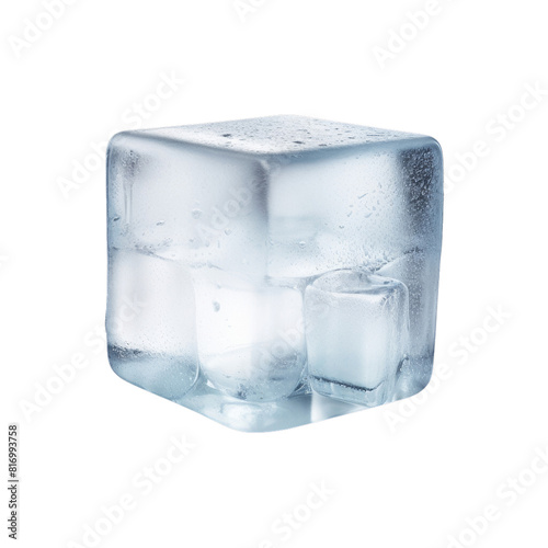 A clear ice cube on a transparent background., png , transparent