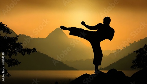 silhouette of a person, karate