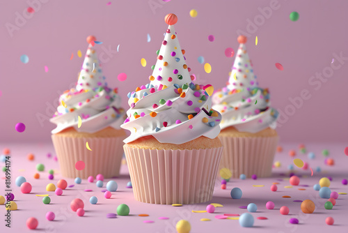 Birthday Cupcake Celebration  Colorful Celebration Cupcake  Birthday Party Cupcake  Happy Birthday Cupcake  Sweet Birthday Cupcake  Birthday Cupcake Delight