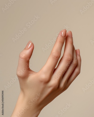 The hand is smooth and flawless  with long  elegant fingers