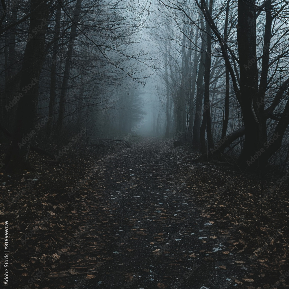 Mysterious Dark Leading Foggy Path Forest Through Mysterious Dark Leading Foggy Path Forest Through