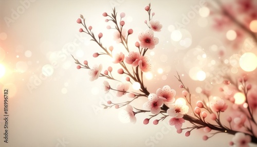 Beautiful Cherry Blossom Branch with Bokeh Background, Spring Concept