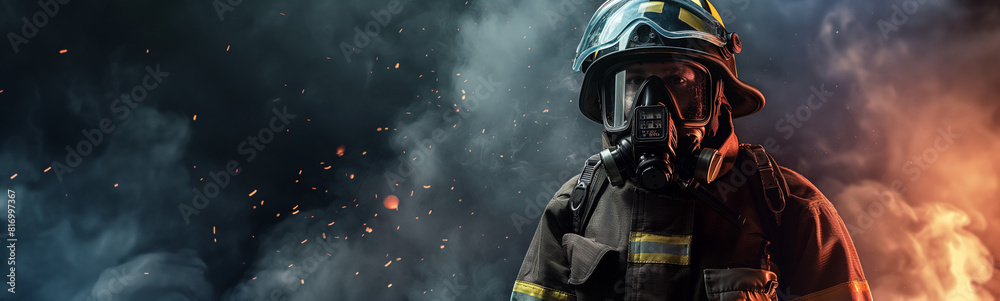 Firefighter and smoke background Firefighter and smoke background