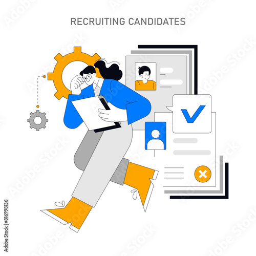 Recruting candidates. Flat Vector Illustration
