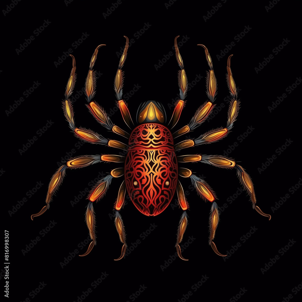 Obraz premium black background spider illustration for clothing design, stickers