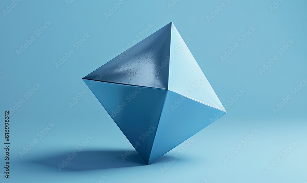 3D abstract geometric shapes floating in the solid blue color background. 3D abstract geometric shapes floating in the solid blue color background.