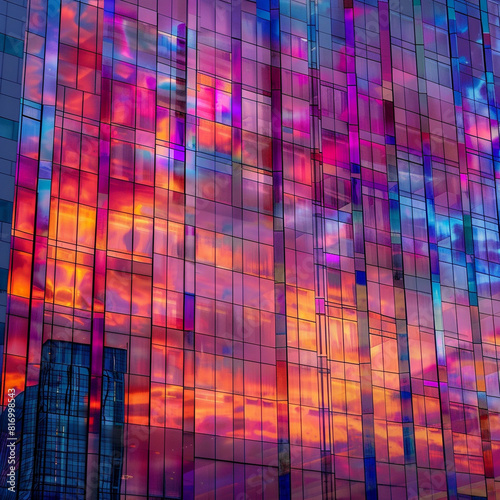 The Vivid Skyscrapers Colors Reflected Sunset photo