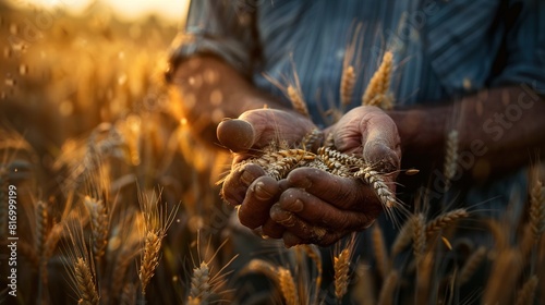 grain in the hands of a farmer