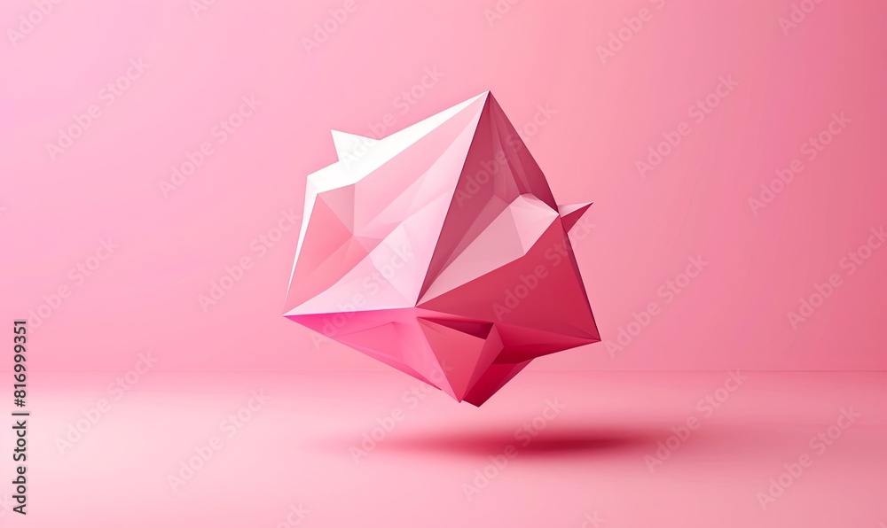 3D abstract geometric shapes floating in the solid pink color background. 3D abstract geometric shapes floating in the solid pink color background.