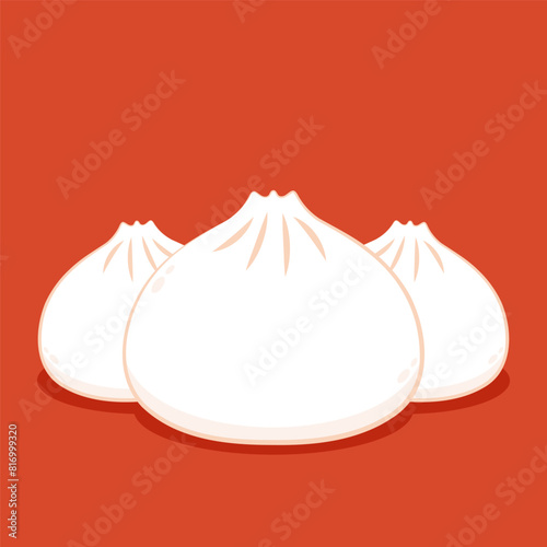 Chinese Steam Bun illustration vector. Asian food vector illustration. Baozi or bao is Chinese food.