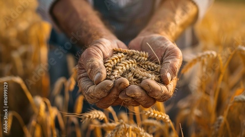 grain in the hands of a farmer