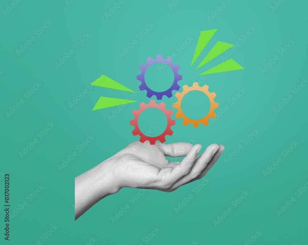 Idea, plan action concept. Collage of hands with gears. Idea, plan action concept. Collage of hands with gears.