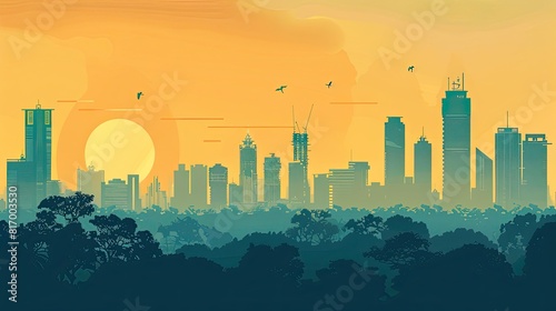 Skyline of City, detailed silhouette. Vector illustration