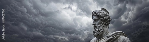 Greek sculpture during a storm