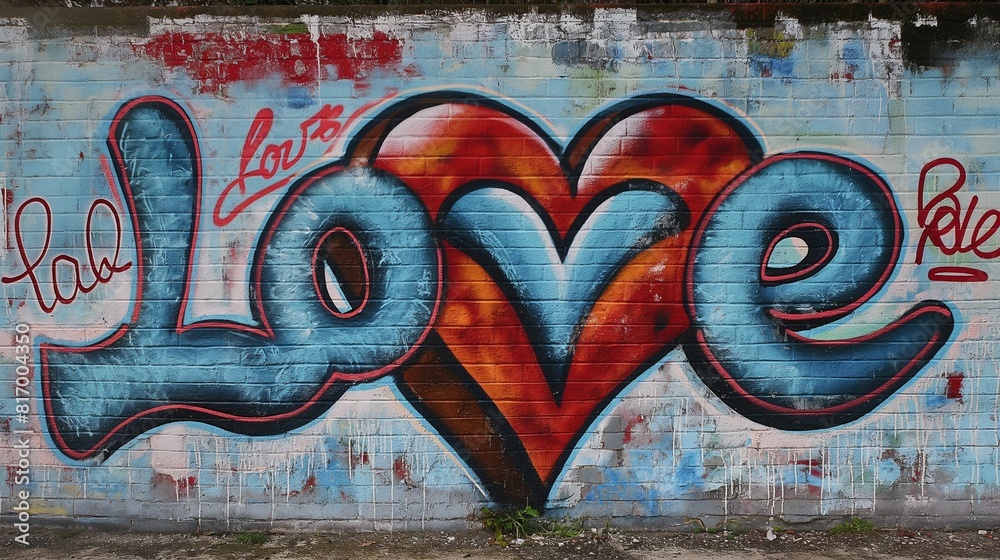 Obraz premium Love letter graffiti-like graffiti on a street wall