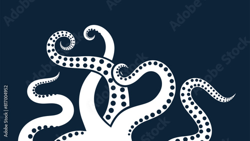 Octopus tentacles. Isolated octopus tentacles on white background