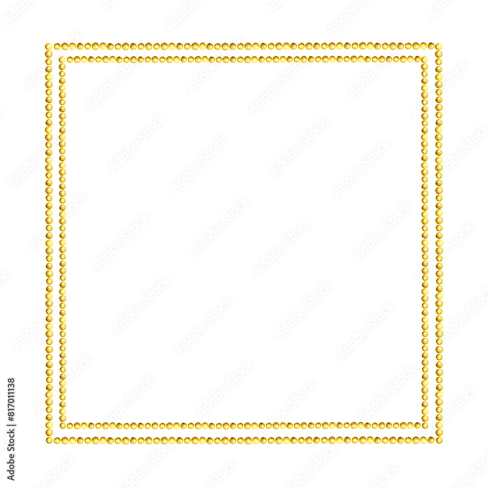 watercolor square frame with Christmas tree toys with shiny golden beads, garlands of golden vintage glitter beads, illustration with Christmas decoration isolated on white background watercolor square frame with Christmas tree toys with shiny golden beads, garlands of golden vintage glitter beads, illustration with Christmas decoration isolated on white background