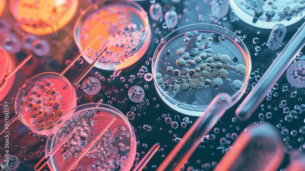 Microbial culturing for mining top view, growing bacteria that leach metals, laboratory scaleup