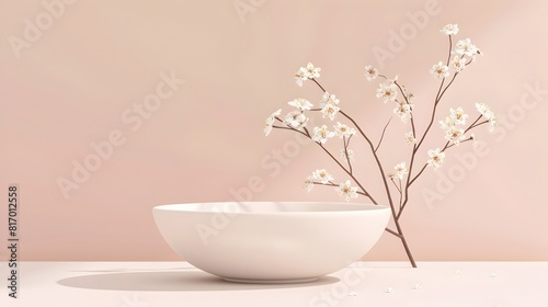 Chinese White Tea Delicate Floral Still Life Minimal Design