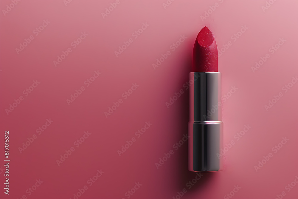A vibrant lipstick displayed against a minimalist background, adding a pop of color to your cosmetics collection A vibrant lipstick displayed against a minimalist background, adding a pop of color to your cosmetics collection