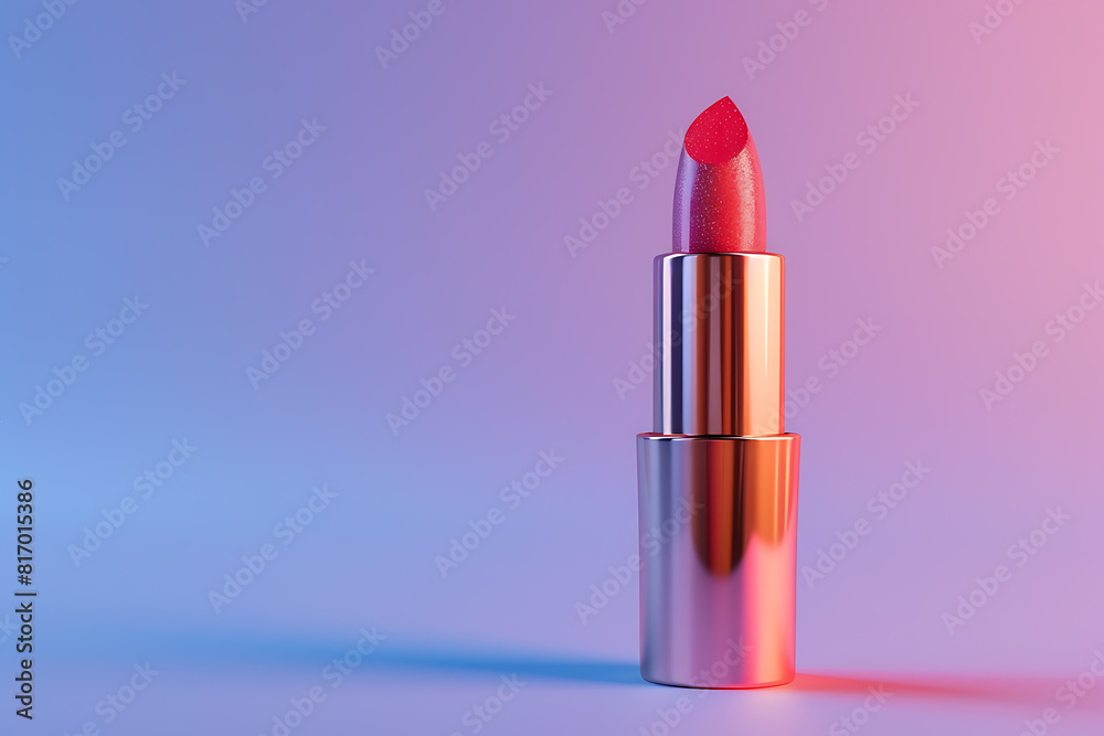 A vibrant lipstick displayed against a minimalist background, adding a pop of color to your cosmetics collection A vibrant lipstick displayed against a minimalist background, adding a pop of color to your cosmetics collection