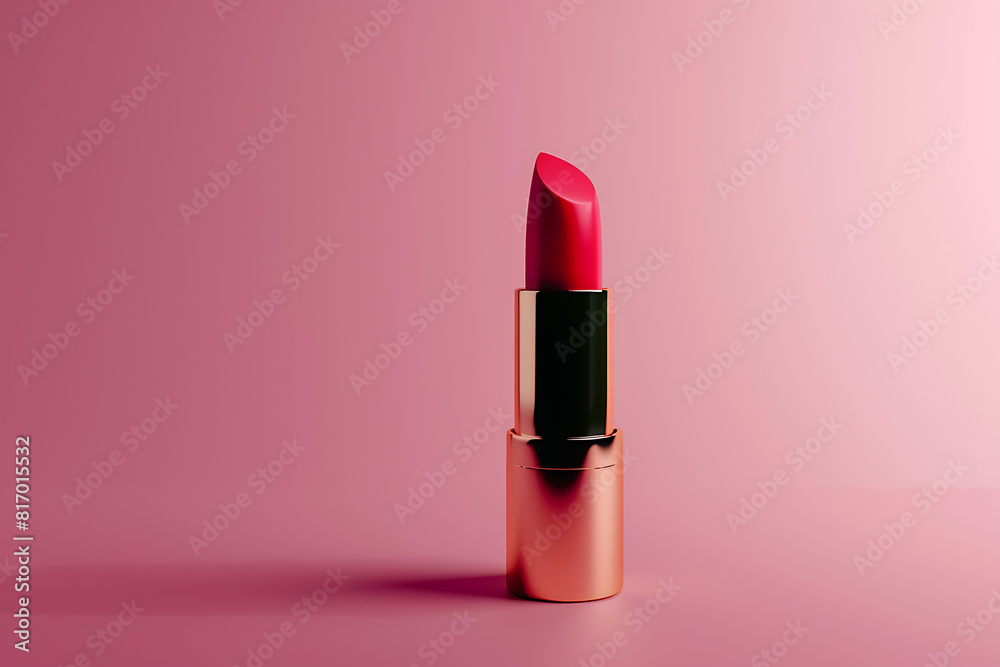 A vibrant lipstick displayed against a minimalist background, adding a pop of color to your cosmetics collection A vibrant lipstick displayed against a minimalist background, adding a pop of color to your cosmetics collection