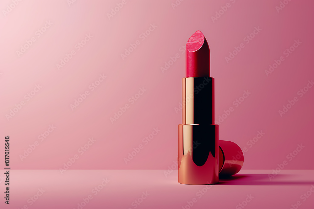 A vibrant lipstick displayed against a minimalist background, adding a pop of color to your cosmetics collection