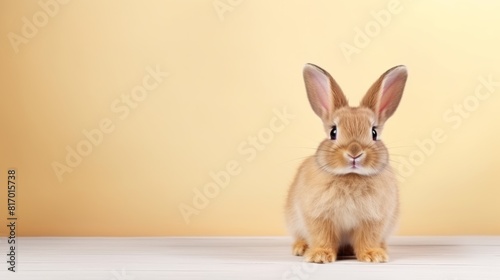 cute animal pet rabbit or bunny brown color smiling and laughing isolated with copy space for easter background  rabbit  animal  pet  cute  fur  ear  mammal  background  celebration  generate by AI