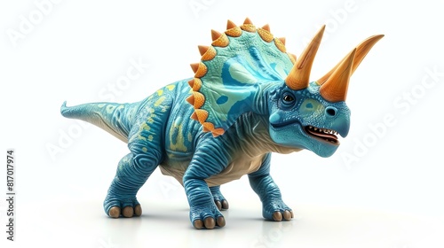 A delightful 3D depiction of a cute triceratops with vibrant colors and intricate details  perfectly isolated on a white background. This endearing creature brings a touch of prehistoric cha