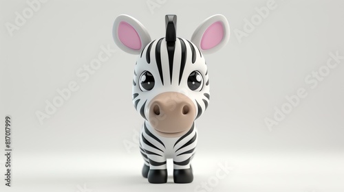 Cute zebra cartoon character. 3D rendering.