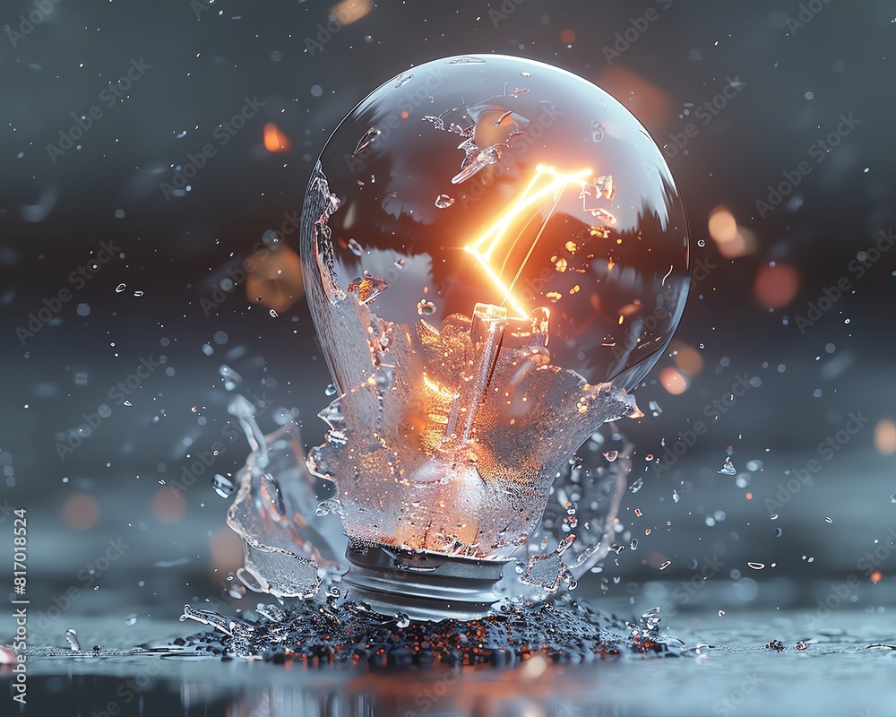 A graphic showing the aftermath of a light bulb explosion