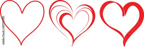 Red Heart Line Icon, 2D Vector, Valentine's Day, Love, Romance