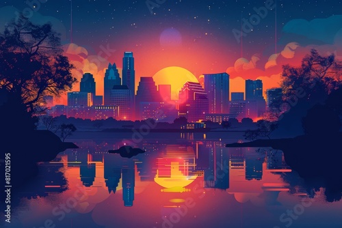 Obraz na płótnie Illustration of Austin, Texas
w salonie