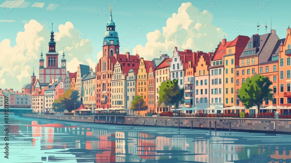 Illustration of Wrocław, Poland

