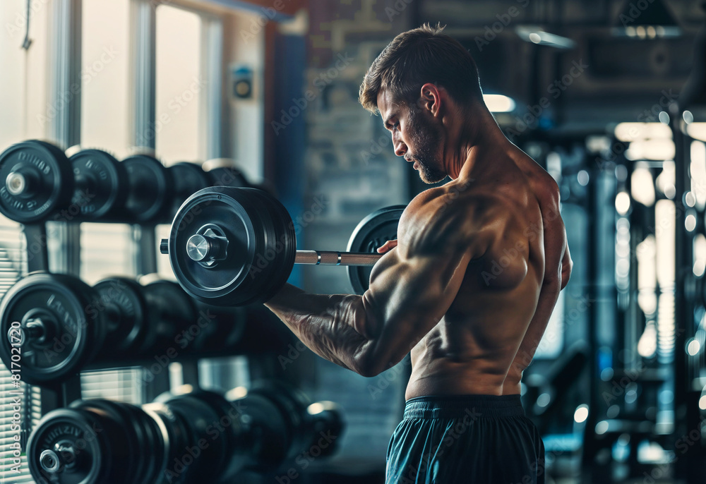 A handsome man working out in the gym A handsome man working out in the gym
