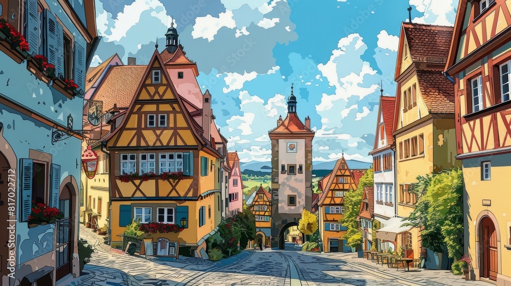 Illustration of Rothenburg ob der Tauber, Germany


